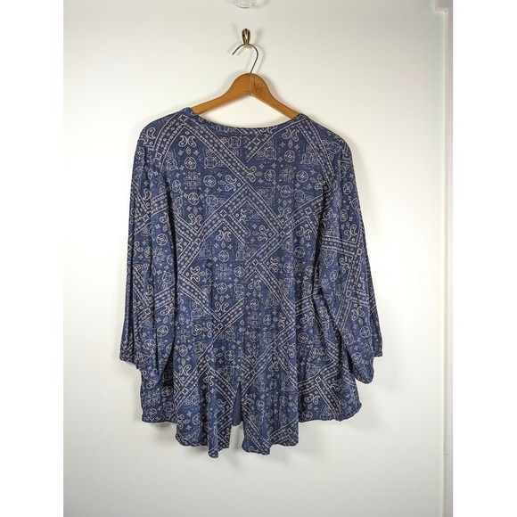 Lucky Brand Tunic Top Womens Size 3X Pullover Boho Bandana Stretch Flowy Peasant - Picture 2 of 9